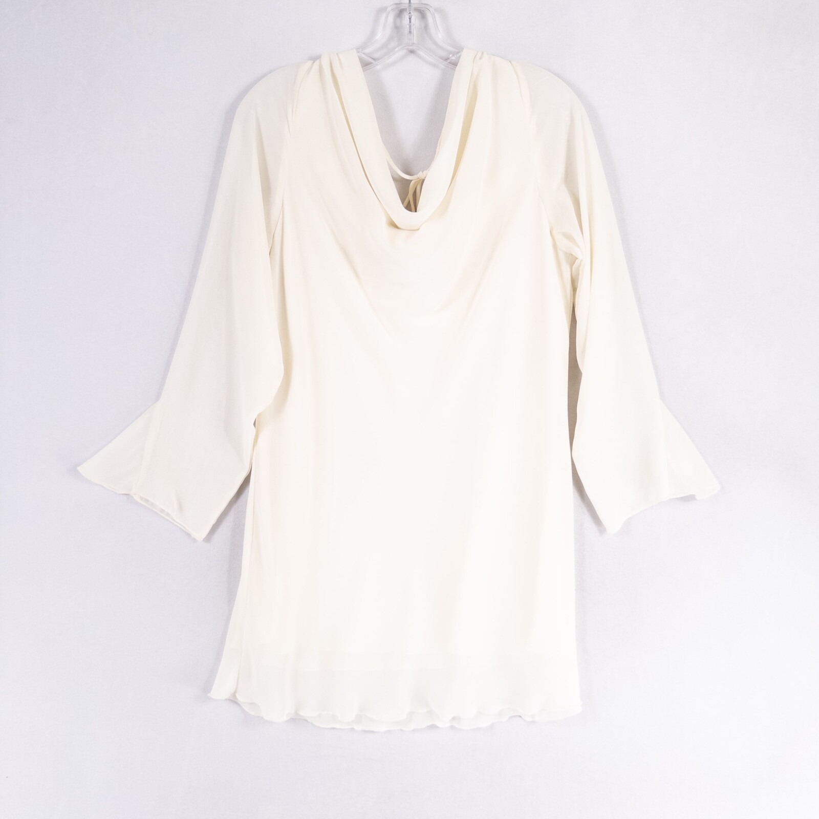 Vtg Sharon Max Blouse One Size Ivory Elegant Draped Tunic Romantic Chiffon
